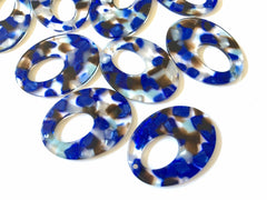 Royal blue Brown light Blue Confetti Resin Acrylic OVAL Blanks Cutout, earring bead jewelry making, 38mm pendant jewelry, earrings DIY