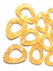 Yellow Hologram Marigold Resin Beads, cutout acrylic 39mm Earring Necklace pendant bead, one hole at top jewelry acrylic DIY