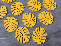 Yellow Monstera Leaves Blanks Cutout, earring bead jewelry making, 1 Hole tortoise blanks colorful, painted metal palm tree leaf leaves