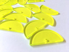 Yellow NEON Half Circle 1 Hole Laser Cut semi Cutout Circles, Wire Bracelet earrings, modern Tassel Necklace Jewelry pendant transparent