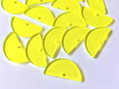 Yellow NEON Half Circle 1 Hole Laser Cut semi Cutout Circles, Wire Bracelet earrings, modern Tassel Necklace Jewelry pendant transparent