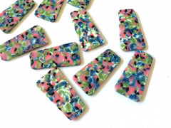 Blue Pink Green FLORAL resin Tortoise Shell resin Acrylic Blanks Cutout, earring pendant jewelry making, 38mm 1 Hole earring blanks