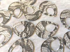 Black Lace Acrylic Blanks Cutout, earring pendant jewelry making, 39mm teardrop jewelry, 1 Hole circle bangle jewelry, black resin
