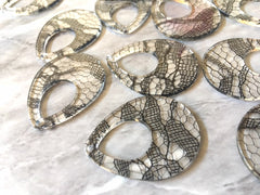 Black Lace Acrylic Blanks Cutout, earring pendant jewelry making, 39mm teardrop jewelry, 1 Hole circle bangle jewelry, black resin