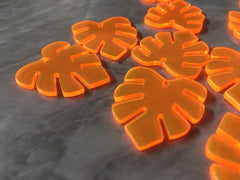 Neon Orange Transparent Acrylic Blanks Cutout, monstera palm leaves leaf blanks, earring pendant jewelry making 31mm circle jewelry 1 hole