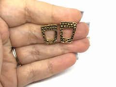 16mm Hammered Gold post earring square blanks, gold earring, gold stud earring, gold jewelry, gold dangle earring making trapezoid