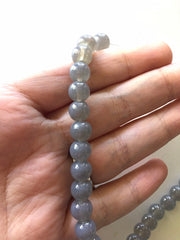 32" strand Gray Glass 8mm Beads, geometric acrylic beads, bracelet necklace earrings, jewelry making, acrylic bangle beads, round beads