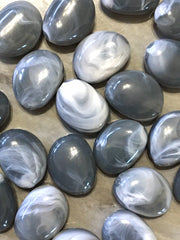 Gray White 25mm Beads, gray beads, large acrylic oval beads, gray jewelry, gray bangle, wire bangle, jewelry making, big gray beads