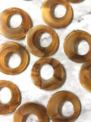 Brown translucent swirl Tortoise Shell Necklace or Earring Pendant beads, 1 hole circle pendant beads, tortoise necklace earrings jewelry