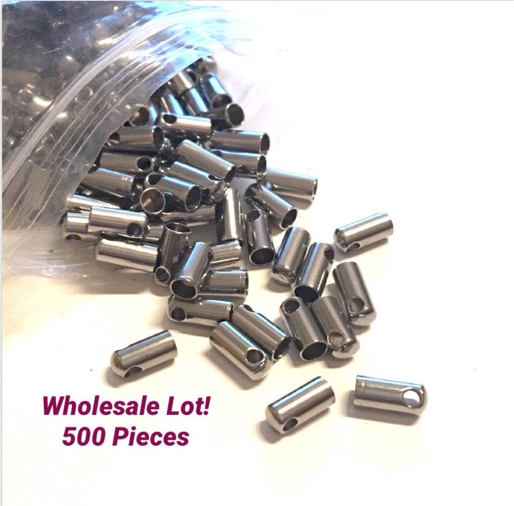 WHOLESALE 500 pieces 304 Stainless Steel Cord Ends, metal jewelry