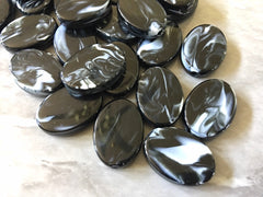 Black & White swirl 25mm acrylic beads, chunky craft supplies for jewelry making, geometric necklace earrings, black oval circle beads