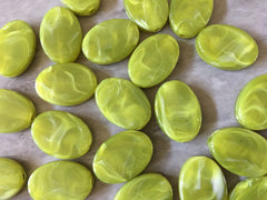 Olive green swirl 25mm acrylic beads, chunky craft supplies for jewelry making, geometric necklace earrings, green oval circle beads