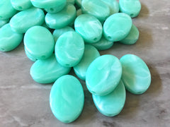 Mint green swirl 25mm acrylic beads, chunky craft supplies for jewelry making, geometric necklace earrings, green oval circle beads