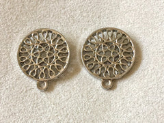 20mm Mandala Silver post earring circle blanks, silver round earring, silver stud earring, silver jewelry, silver dangle earring making