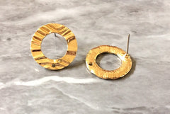 20mm gold wavy post earring circle blanks, gold drop earring, gold stud earring, gold jewelry, gold dangle DIY earring making round
