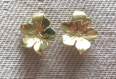 24mm gold flower post earring circle blanks, gold drop earring, gold stud earring, gold jewelry, gold dangle DIY earring making oval