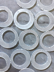 Striped White & Clear resin Acrylic Blanks Cutout, earring pendant jewelry making, 40mm 1 Hole earring blanks neutral round circle