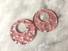 Pink Resin silver Sprinkles Acrylic Blanks Cutout, Circle blanks, earring bead jewelry making, 34mm circle jewelry 1 Hole circle hot magenta
