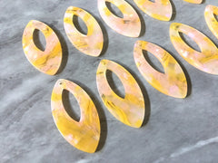 Yellow Pink Acrylic Blanks Cutout, teardrop blanks, long oval earring pendant jewelry making, 42mm jewelry blanks, 1 Hole acetate