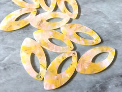 Yellow Pink Acrylic Blanks Cutout, teardrop blanks, long oval earring pendant jewelry making, 42mm jewelry blanks, 1 Hole acetate