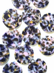 Pink & Olive Tortoise Shell Acrylic Blanks Cutout, Circle blanks, earring bead jewelry making, 30mm jewelry 1 Hole circle bangle single