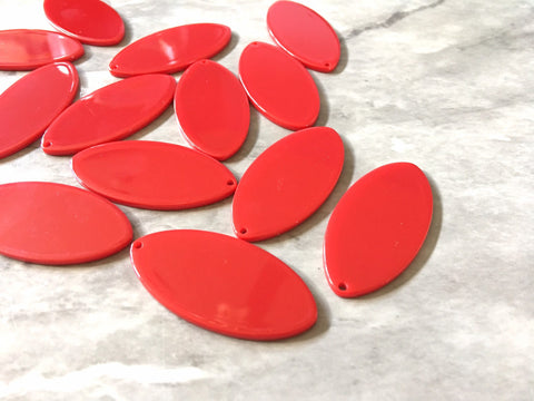 Cherry Red Shiny Acrylic Blanks Cutout, teardrop blanks, long oval earring pendant jewelry making, 45mm jewelry blanks, 1 Hole acetate