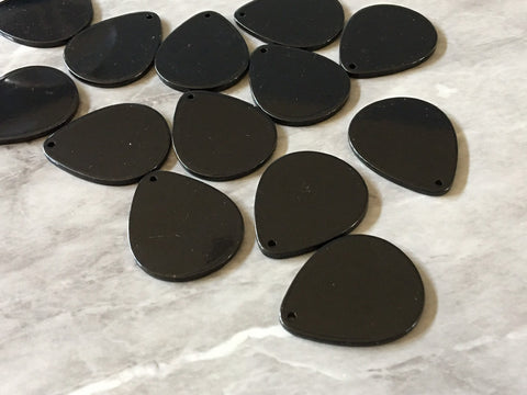 Black shiny Acrylic Blanks Cutout, teardrop blanks, earring pendant jewelry making, 39mm jewelry blanks, 1 Hole blanks diy jewelry kit oval