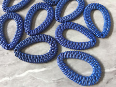 Navy Blue Ratton Acrylic Beads, teardrop cutout acrylic 50mm Earring Necklace pendant bead, one hole at top DIY blanks rattan straw hay