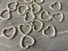Sweetheart SILVER beads, 13mm chunky jewelry earrings, jewelry making, hippie drop earrings mod boho twisted wire silver chain