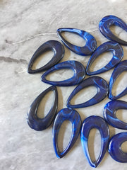 Navy Blue 46mm teardrop earrings with 1 hole, teardrop pendant necklace, acrylic teardrop blanks, painted earrings, blue jewelry