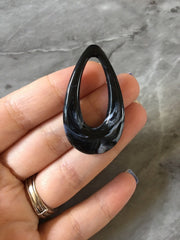 Black & White 46mm teardrop earrings with 1 hole, teardrop pendant necklace, acrylic teardrop blanks, painted earrings jewelry