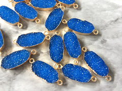 Royal Blue Rectangle Druzy Beads with 2 Holes, Faux Druzy Connector Beads, gold druzy, druzy bracelet, druzy bangle, dark bracelet jewelry