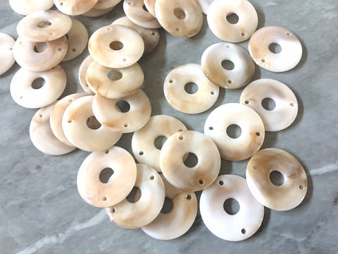 Cream & Brown SWIRL 24mm Circle connector Beads, big acrylic beads, bracelet necklace earrings, jewelry making, acrylic circular