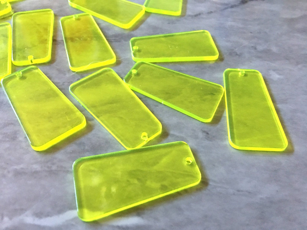 Neon yellow transparent Acrylic Blanks Cutout, earring pendant jewelry making, 38mm 1 Hole earring blanks, neon yellow acetate resin lucite