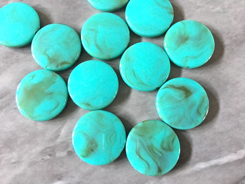 Seafoam SWIRL 22mm Circle Beads, big acrylic beads, bracelet necklace earrings, jewelry making, acrylic light green circular