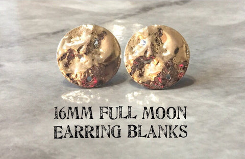 16mm Full Moon Silver post earring round blanks, silver earring, silver stud earring, silver jewelry, silver dangle earring making circle