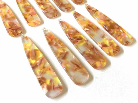 Caramel Corn Shell Tortoise Shell Beads, geometric shape acrylic 56mm Long Earring or Necklace pendant bead 1 one hole, mother of pearl