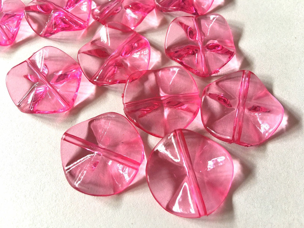 Flutter PINK round Beads, circular 26mm Large wavy acrylic resin beads, bangle bracelet statement necklace jewelry making