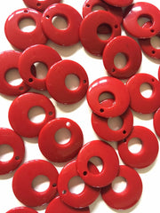 Mod Style RED acrylic beads, 26mm earring chunky craft supplies, jewelry making necklace, round circle jewelry circular 70's glam