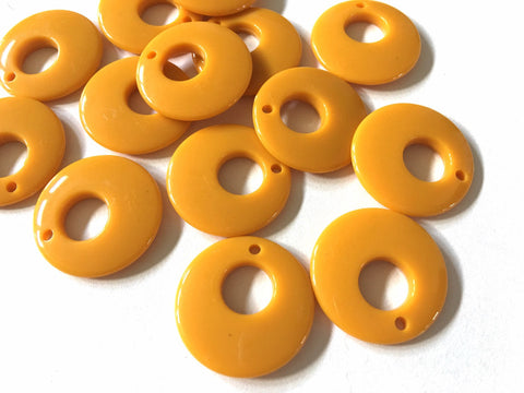 Mod Style MUSTARD acrylic beads, 26mm earring chunky craft supplies, jewelry making necklace, round circle jewelry circular 70's glam