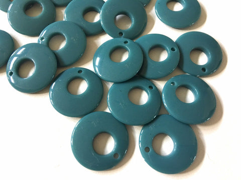 Mod Style TEAL acrylic beads, 26mm earring chunky craft supplies, jewelry making necklace, round circle jewelry circular 70's blue