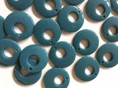 Mod Style TEAL acrylic beads, 26mm earring chunky craft supplies, jewelry making necklace, round circle jewelry circular 70's blue