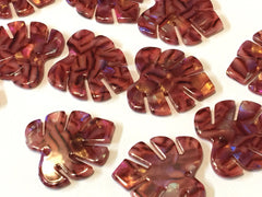 Red Hologram Resin Acrylic Blanks Cutout, monstera palm small leaves leaf blanks, earring pendant jewelry making 32mm jewelry