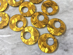 Gold Mosaic Shell Resin Beads, cutout acrylic 35mm Earring Necklace pendant bead, one hole at top jewelry acrylic DIY chocolate metallic
