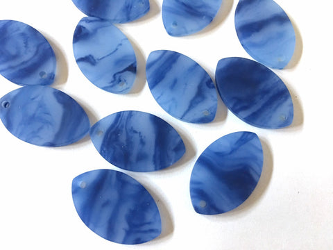 Blue Matte Storm Cloud painted Blanks Cutout, jewelry blanks, earring bead jewelry making, 32mm oval jewelry, 1 Hole oval necklace rubber