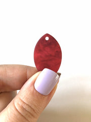 Red Matte Storm Cloud painted Blanks Cutout, jewelry blanks, earring bead jewelry making, 32mm oval jewelry, 1 Hole oval necklace rubber