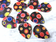 Black POLKA DOT & Clear resin Acrylic Blanks Cutout, earring pendant jewelry making, 40mm 1 Hole earring blanks round circle