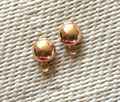7mm Round Gold post earring circle blanks, gold round earring, gold stud earring, gold jewelry, gold dangle earring making hoops