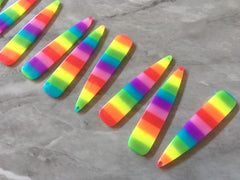Rainbow striped Beads, geometric shape acrylic 56mm Long Earring or Necklace pendant bead 1 one hole at top colorful pride