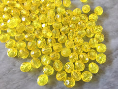 WHOLESALE 8mm transparent yellow set of beads, clear yellow statement beads, statement necklace, round circle beads jewelry